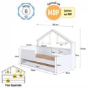 Ver imagem 3 de Cama Infantil com Cama Auxiliar e Casinha Livreiro MDP Branco Completa Móveis