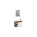 Ver imagem 2 de Conjunto Gabinete de Banheiro Suspenso 55cm 1 Porta com Cuba e Espelheira Turin Branco/Nogal