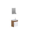 Ver imagem 2 de Conjunto Gabinete de Banheiro Suspenso 39cm 1 Porta com Cuba e Espelheira Turin Branco/Nogal