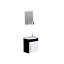 Ver imagem 2 de Conjunto Gabinete de Banheiro Suspenso 39cm 1 Porta com Cuba e Espelheira Turin Branco/Preto