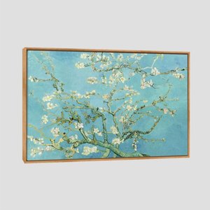 Quadro Van Gogh Amendoeira Em Flor Tela Moldura Bege 63X42Cm