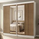 Ver imagem 1 de Conjunto 2 Guarda Roupas 4 Portas de Correr Tokio MDP Branco-Rustic Madesa