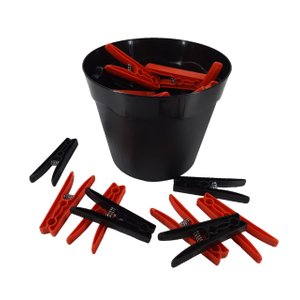 Cesto Preto Pregadores de Roupas Plástico Preto com Verde - Vermelho