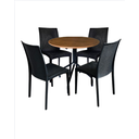 Ver imagem 2 de Jogo de Moema 80x80 Imbuia com 4 Cadeiras Rattan Preta