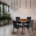 Ver imagem 1 de Jogo de Moema 80x80 Imbuia com 4 Cadeiras Rattan Preta