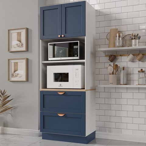 Torre Quente 2 Portas 2 Gavetas 2 Nichos para Forno e Microondas Arizona CabeCasa MadeiraOriginals