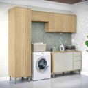 Ver imagem 1 de Lavanderia Completa Glória 8 Portas 2 Gavetas Castanho/off White - Mx Móveis