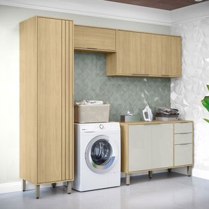 Lavanderia Completa Glória 8 Portas 2 Gavetas Castanho/off White - Mx Móveis