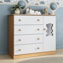 Ver imagem 1 de Cômoda Infantil 95cm 1 Porta com Vidro e 4 Gavetas Teddy Multimóveis Mp4489 Madeirado/branco