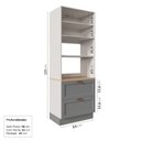 Ver imagem 3 de Torre Quente Planejada 2 Portas 2 Gavetas 2 Nichos para Forno e Microondas Arizona CabeCasa MadeiraOriginals Cinza/Branco