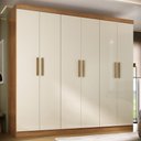 Ver imagem 1 de Guarda-roupa Solteiro Lancaster 6 Portas 3 Gavetas 100% Mdf Cinamomo/off White - Panorama Móveis