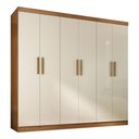 Ver imagem 3 de Guarda-roupa Solteiro Lancaster 6 Portas 3 Gavetas 100% Mdf Cinamomo/off White - Panorama Móveis