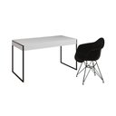 Ver imagem 6 de Escrivaninha Industrial Office Estudo Malta Branca 137X53Cm Com 1 Poltrona Preta Base F Cor: Branco