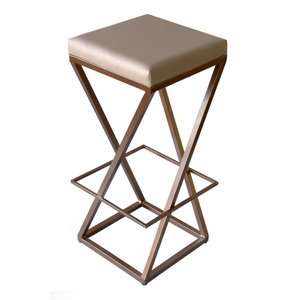 Banqueta Média Industrial Cozinha Bar Balcão Bistro Zenite sem Encosto Metalon Cobre 65cm.