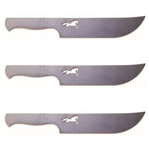 3x Lâmina para Faca Modelo Churrasco Aço Carbono Cavalo Laser