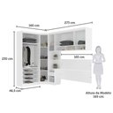 Ver imagem 6 de Quarto de Canto Alpes Luci 7 Portas 5 Gavetas MDP 165cm Branco com Guarda Roupa Mesa de Cabeceira
