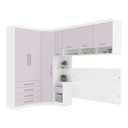 Ver imagem 7 de Quarto de Canto Alpes Luci 7 Portas 5 Gavetas MDP 165cm Branco com Guarda Roupa Mesa de Cabeceira