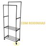 Arara Dupla Cabideiro de Roupa com Sapateira Multiuso Closet 57x30x148 Tito - 4