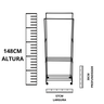 Arara Dupla Cabideiro de Roupa com Sapateira Multiuso Closet 57x30x148 Tito - 2