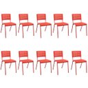 Ver imagem 1 de Kit 10 Cadeiras Fixa Multiuso Niala Plaxmetal Nr17 Vermelho