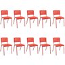 Kit 10 Cadeiras Fixa Multiuso Niala Plaxmetal Nr17 Vermelho - 1