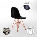Ver imagem 4 de Mesa Jantar Industrial Quadrada 90cm Preta Base Cobre V com 4 Cadeiras Pretas Eames Eiffel Pés Cobre
