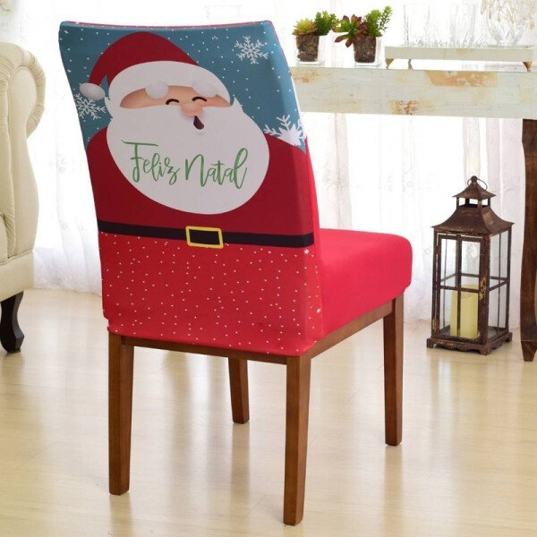 Kit 6 Capa de Cadeira Ceia de Natal Papai Noel Linda Premium - 2