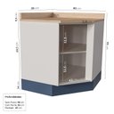 Ver imagem 3 de Balcão de Canto Oblíquo Planejado Arizona CabeCasa MadeiraOriginals Azul/Branco