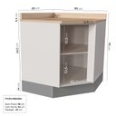 Ver imagem 4 de Balcão de Canto Oblíquo Planejado Arizona CabeCasa MadeiraOriginals Cinza/Branco
