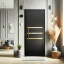 Ver imagem 2 de Porta Lambril c/Friso c/Puxador D. Super Preto Dourado 80 Brimak