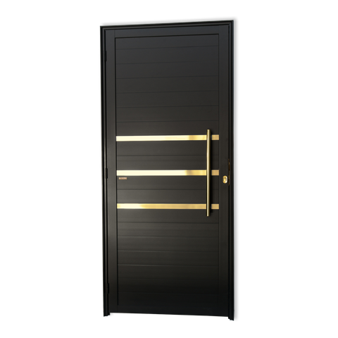 Porta Lambril c/Friso c/Puxador D. Super Preto Dourado 80 Brimak