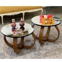 Ver imagem 2 de Conjunto Mesa de Centro e Lateral Pés Cebola Espelhada Preto