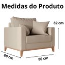 Ver imagem 6 de Poltrona Beny Base Fixa em Madeira Sala de Estar Linho Bege