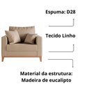 Ver imagem 2 de Poltrona Beny Base Fixa em Madeira Sala de Estar Linho Bege
