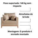 Ver imagem 3 de Poltrona Beny Base Fixa em Madeira Sala de Estar Linho Bege