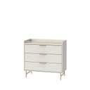 Ver imagem 4 de Cômoda c/ 3 Gavetas Yves 90 cm - Off White Fosco c/ Dourado