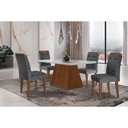Ver imagem 1 de Conjunto: Mesa de Cozinha Luna C/ Tampo Madeirado C/ Vidro Canto Curvo 120x80cm e 4 Cadeiras