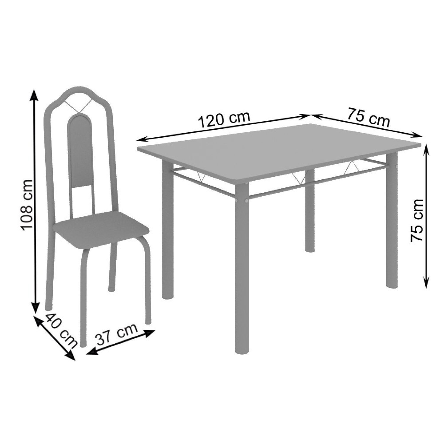 Conjunto de Mesa 120x75cm Tampo Vidro com 4 Cadeiras Bianca  - 3