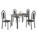 Ver imagem 2 de Conjunto de Mesa 120x75cm Tampo Vidro com 4 Cadeiras Bianca Cinza/Preto Floral/Mart Prata/Incolor