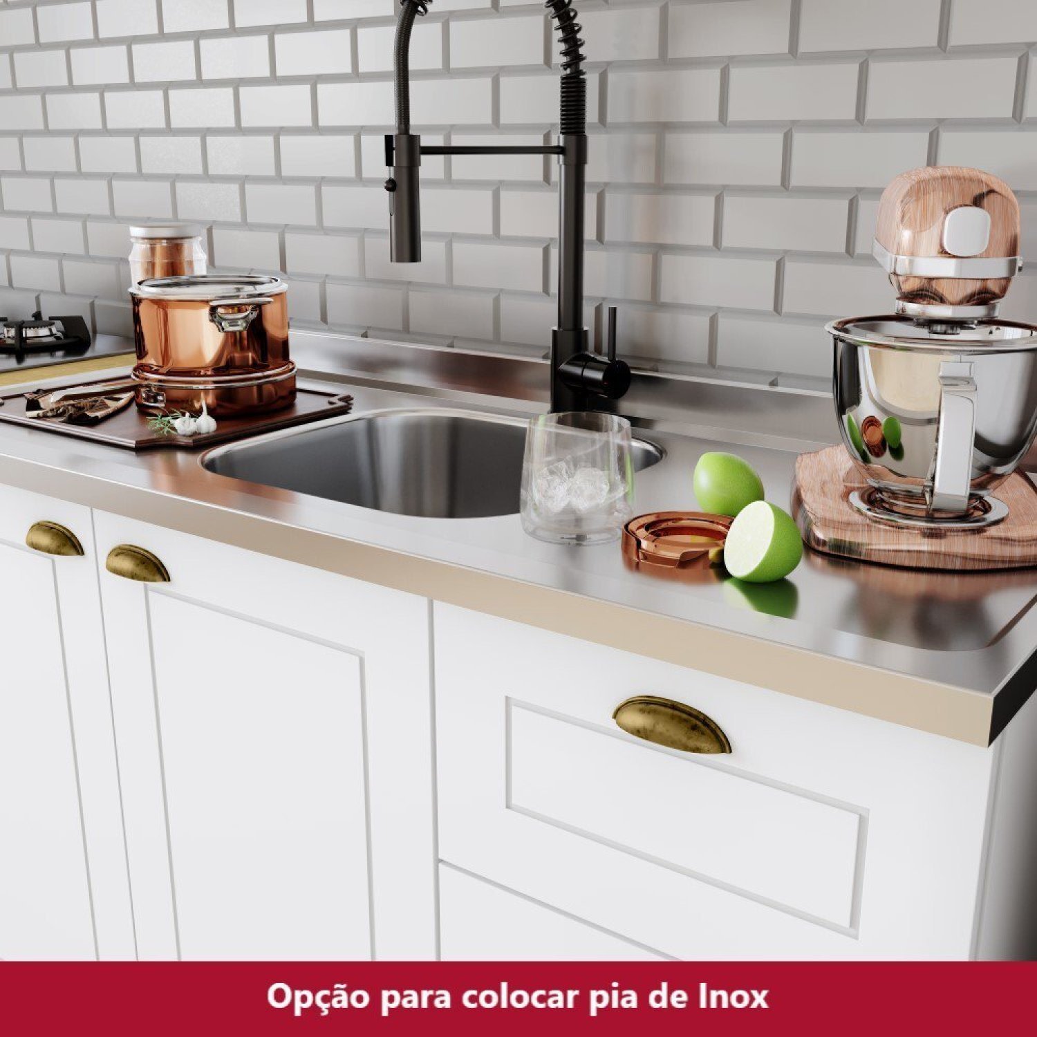 Cozinha Compacta 6 Peças com Aéreo para Micro-Ondas Emily Espresso Móveis - 11