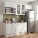 Ver imagem 1 de Cozinha Compacta Modulada 100% MDF 6 Peças com Nichos e Balcão sem Tampo Branca/Calcare Emily