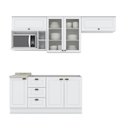 Ver imagem 2 de Cozinha Compacta Modulada 6 Peças com Aéreo para Micro-Ondas Emily Espresso Móveis Branco/HP/Calcare