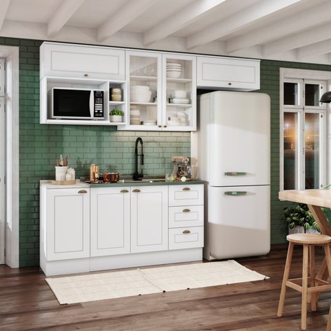 Cozinha Compacta 6 Peças com Aéreo para Micro-Ondas Emily Espresso Móveis