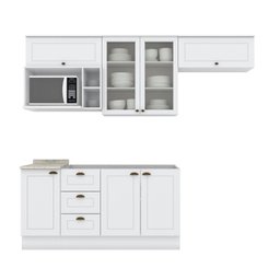 Cozinha Compacta 6 Peças com Aéreo para Micro-Ondas Emily Espresso Móveis - 2