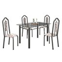 Ver imagem 2 de Conjunto de Mesa 120x75cm Tampo Vidro com 4 Cadeiras Bianca Cinza/Arabesco/Mart Prata/Incolor
