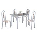 Ver imagem 2 de Conjunto de Mesa 120x75cm Tampo Vidro com 4 Cadeiras Bianca Branco/Arabesco/Mart Pérola/Incolor