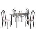 Ver imagem 2 de Conjunto de Mesa 120x75cm Tampo Vidro com 4 Cadeiras Bianca Cinza/Botanic Bege/Mart Prata/Incolor