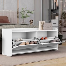 Sapateira Banco Dalia Quarto com 2 Porta Basculante Branco - 3 Sapateira Banco Dalia Quarto com 2 Porta Basculante Branco - 3