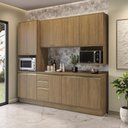 Ver imagem 1 de Armário de Cozinha Compacta Nicho Micro-ondas 100% Mdf 250cm Nogueira Celeste Kappesberg