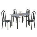 Ver imagem 2 de Conjunto de Mesa 120x75cm Tampo Granito com 4 Cadeiras Bianca Cinza/Preto Floral/Martelado Prata/Ocre